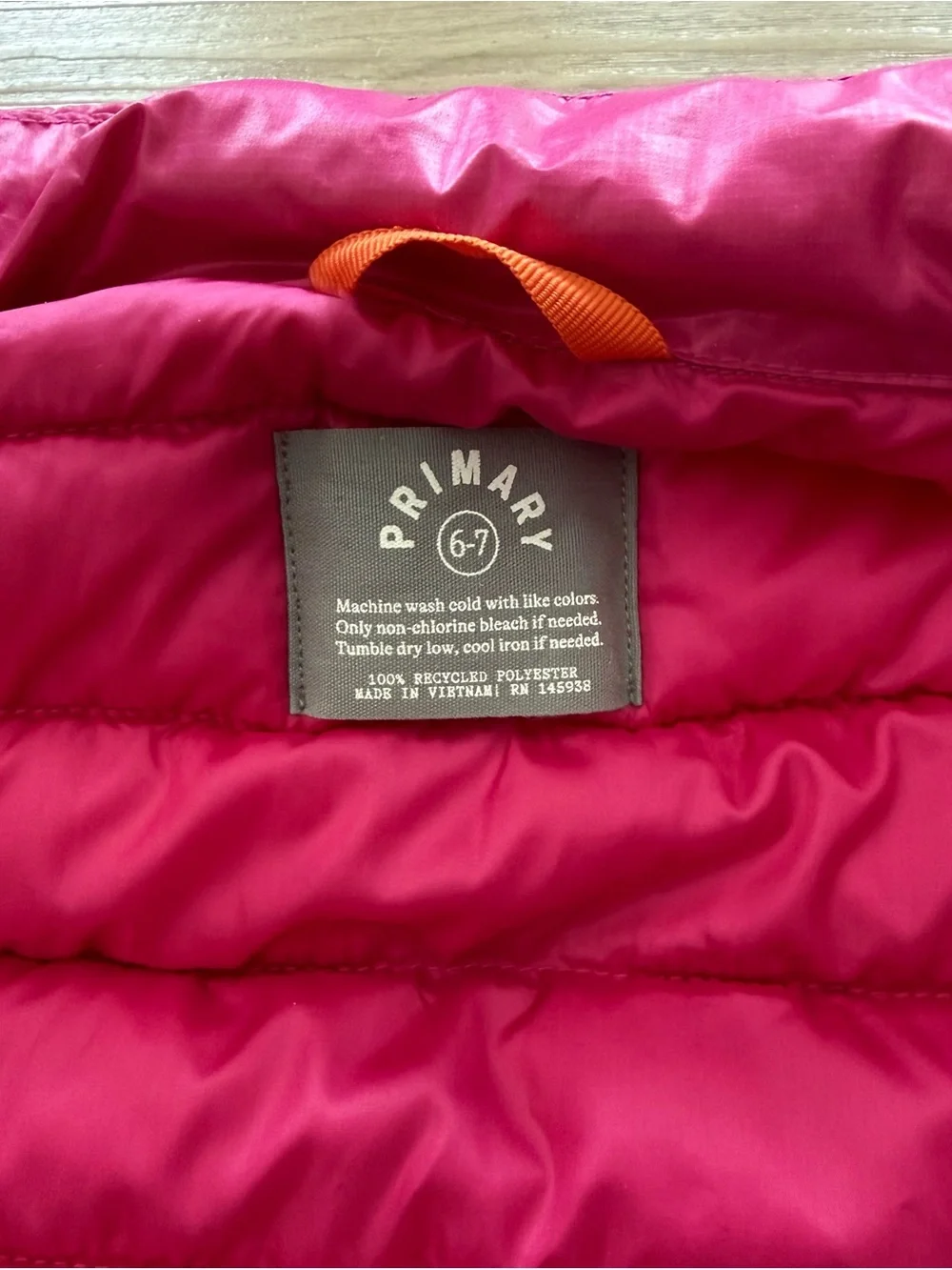 Primary Girls Pink Puffer Vest